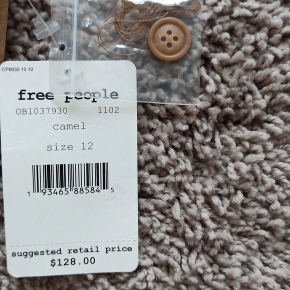 NWT Free People Distressed Tan / Camel Suede-Like Mini Skirt - Picture 8 of 10